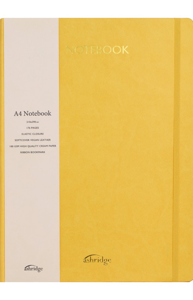 Z Ashridge A4 PU Rainbow Edge Lined Notebook Yellow  